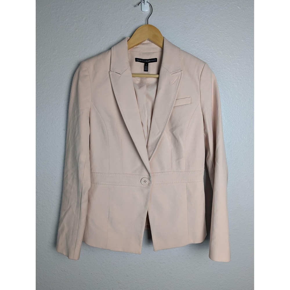 White House Black Market Blazer Womens 4 Pink Cotton Polyester Spandex Lined
